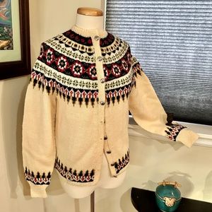 Gorgeous NOS Vtg.40's William Schmidt Hand Knit Norwegian Wool Sweater - L